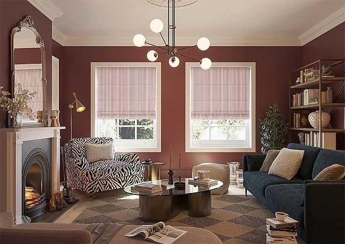 Lace Stripes, Rouge - Motorised Roman Blind - Image 8